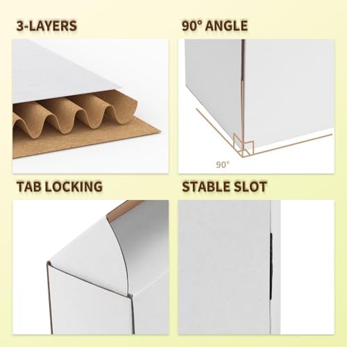 WIFTREY 50 Pack 6x4x4 Small Shipping Boxes, White Corrugated Cardboard Boxes 6 x 4 x 4 for Packaging Small Business, Mailing, Shipping - Image 3