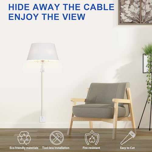 ZhiYo 68" Cord Hider for 1 Cable, Small Beige Wire Covers, 0.6" W x 0.4" H - Image 3