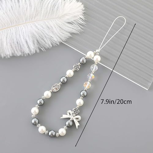 Beaded Phone Charm Lanyard Strap Girly Style Fixed Beads Pearl Lanyards - Image 5