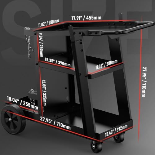 YESWELDER 3-Tier Welding Cart, Tilted Platform and 360° Rolling - Image 2
