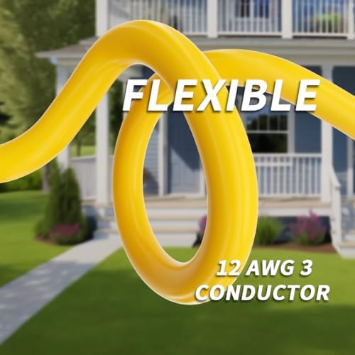PlugSaf 12 Gauge 50FT Yellow Outdoor Extension Cord Waterproof with Lighted - Image 4