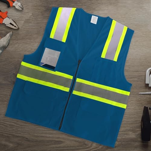 Blue Safety Vest for Men Women, Hi Vis Vest with Pockets, High Visibility Work Vest with Reflective Strips for Contractors/Surveyors/Drivers, Mesh Design, ANSI Compliant, (UB-Blue, L) - Image 5