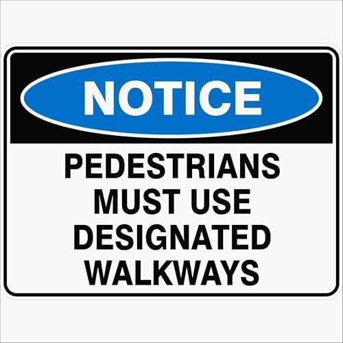 Pedestrians Must Use Designated Walkways Notice Signs (L3619) Metal Tin Sign 8 x 12 inch for Industrial & Commercial by Unknown