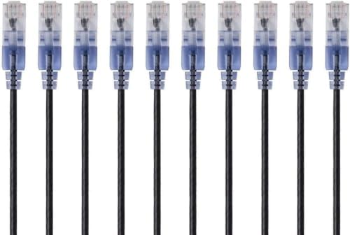 Monoprice Cat6A Ethernet Patch Cable -Snagless RJ45, 550Mhz, 10G, UTP, Pure Bare Copper Wire, 30AWG,Black - SlimRun Series, 20 Feet (Pack of 12) by Monoprice