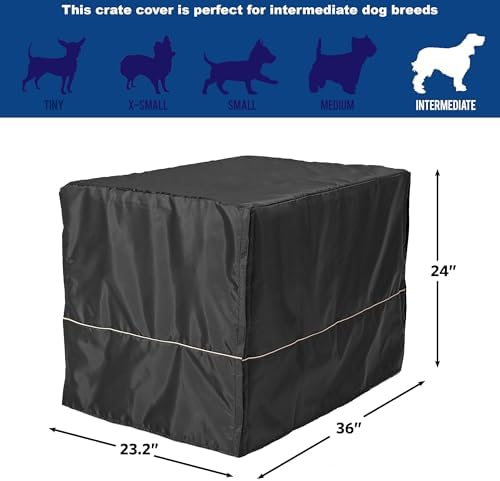 MidWest Homes for Pets Intermediate Dog Crate Cover, Black Polyester Privacy Kennel Cover Fits Most 36-Inch Crates, Machine Washable, Reduces Barking & Chewing - Image 5