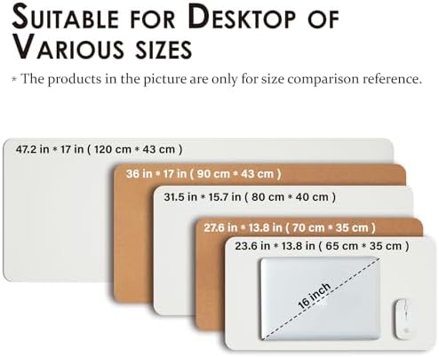 Cork Desk Mat - Dual-Sided Desk Pad for Office and Home - Desk Organization and Accessories - Ideal for Large Mouse Pad and Desk Mats on Top of Desks(White,90cmx 43cm) - Image 5