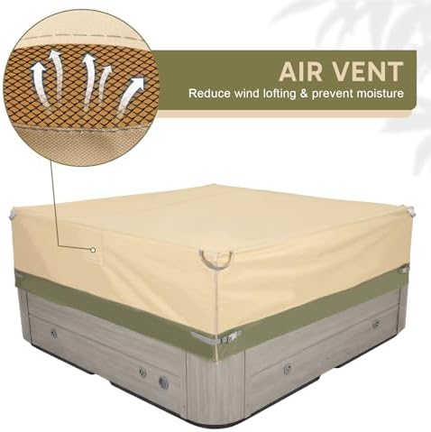 COWVIE Square Hot Tub Cover for 6-8 Person Spa and Inflatable Hot Tub, 600D Waterproof Oxford Cover Replacement with Storage and Zipper, 85''W x 85''D x 20''H - Image 5