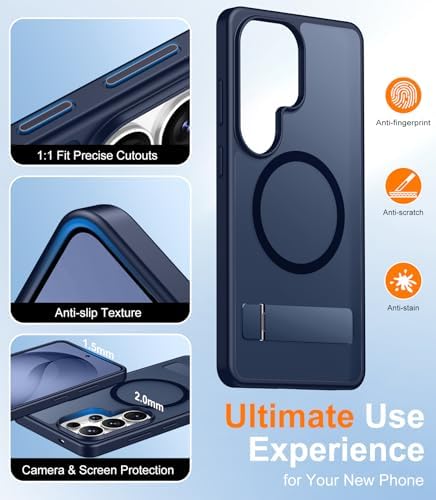 Temdan Magnetic for Samsung Galaxy S26 Ultra Case, [Innovate Stand][Military Grade Drop Protection][Non Slip][Translucent Matte] Shockproof Phone Case for Galaxy S26 Ultra 2026 -Blue - Image 6