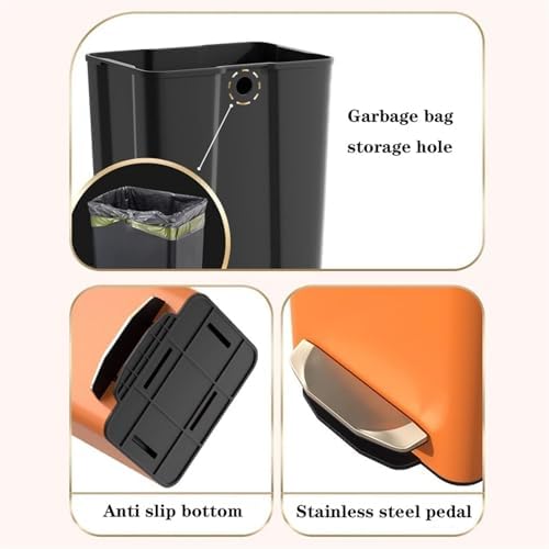 Stylish Modern Smart Trash Can with Soft Close Lid Stainless Steel Step Garbage Can Removable Inner Bucket 21L Capacity PU Leather Outer Layer Army Green Ideal for Bathroom - Image 6