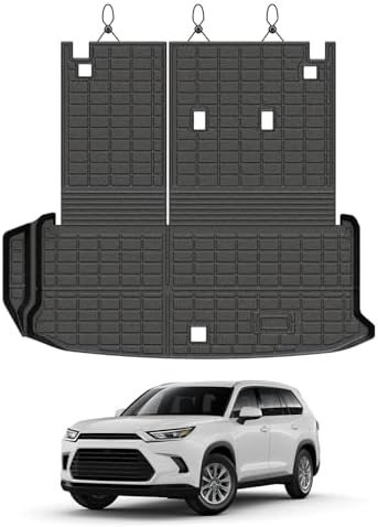 Mixsuper Cargo Liner for Toyota Grand Highlander 2024-2026, All Weather All-in-One Trunk & Backrest Mat, TPE Rear Seat Protector Accessories by Mixsuper