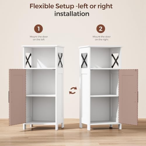 Homhedy Farmhouse Bathroom Storage Cabinet with Doors, Small Floor Cabinet - Image 4