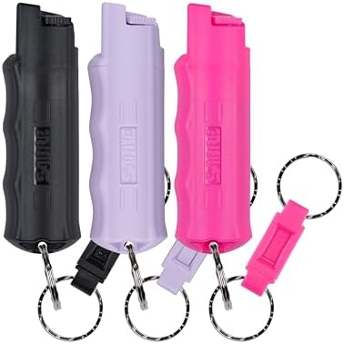 Sabre Pepper Spray with Quick Release Keychain for Self Defense – Multi Pack Max Strength OC with UV Marking Dye, Twist Lock Safety, Finger Grip, 10‑Sec. Spray, 14‑ft Range, Made in USA, 0.54 fl oz by SABRE