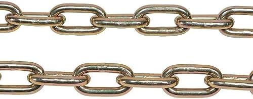 (2 Pack) 1/4" x 20' Transport Binder Chain Grade 70 with Grab Hook - 3150 LBS WLL Transport Binder Tow Chain with Hooks - Towing Equipment - Gold Chromate - Image 4