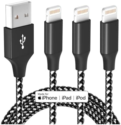 iPhone Charger Cord 10ft 3 Pack MFi Fast Charging Braided Lightning Cable by MenoSupp