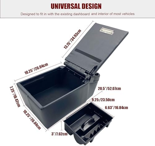 Universal Truck Seat/Bench Contractor Center Console Business Organizer and Storage with Adjustable Cup Holders, Clip Board, and Padded Top Lid for Armrest 124809 Black - Image 3