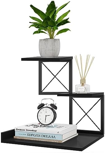 ELITEROO Wood Desktop Shelf, 3 Tier Desk Shelves Small Bookshelf Organizer, Office Storage Rack and Cubicle Organizers Accessories for Dorm Office Home Decor, Black by ELITEROO