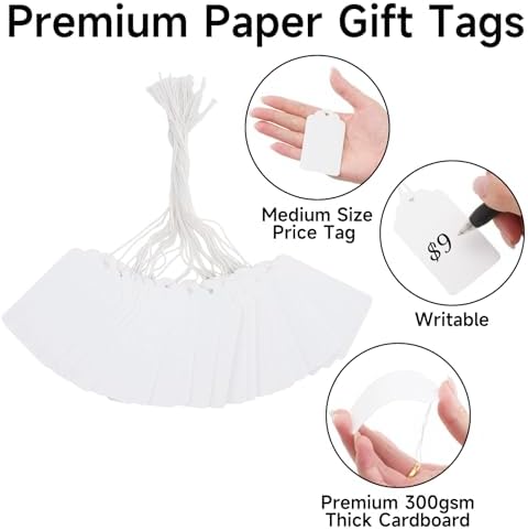 joycraft 200Pcs Gift Tags with String Attached 2.8x1.6 in White Price Tags - Image 3