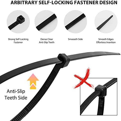 Cable Zip Ties, 250PCS Multi-Purpose Nylon Zip Ties, 4 Inch Self Locking Cable Ties,Self-Locking Wire Ties used for home, garden, garage,indoor and outdoor.Black Cable Ties - Image 2