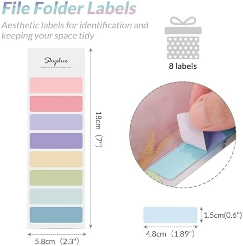 SKYDUE 5 Pockets Expanding File Folder, File Folders, Cute Accordion File Organizer with Labels (1 Pack, Green) - Image 4