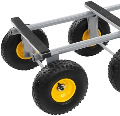Heavy Duty Dolly 1200 lbs Capacity, 6-Wheel Foldable Utility Cart with 10" Inflatable Tires, Carbon Steel Platform Dolly for Moving Furniture, Equipment, Warehouse Use (Grey) - Image 7