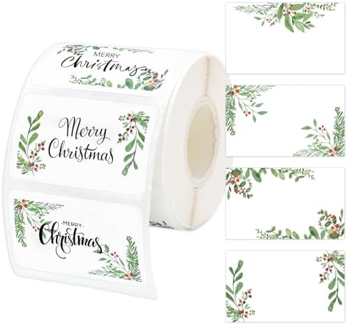 Whaline Christmas Direct Thermal Labels Xmas Holly Berry Coding Label Stickers Self-Adhesive Thermal Label Printer Decals for Xmas Party Business, 500Pcs by Whaline