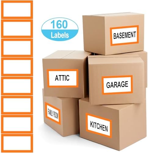 6 x 4 inch Large Moving Labels for Boxes, Blank Moving Boxes Labels Stickers, 160pcs 8 Color Coded Moving Stickers Packing Labels Stickers for Home Organization Projects, Kitchen, Storage Bins, Orange - Image 3