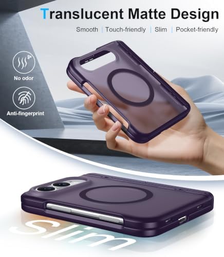 Temdan Magnetic for iPhone Duo Case Ultra Fold with Hidden Stand, Purple - Image 7