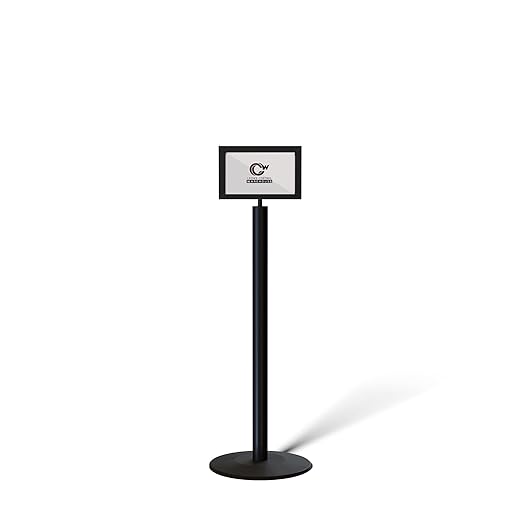 Floor Standing Sign Frame with Steel Low Profile Base, 7 inches by 11 inches by Trafford+Industrial