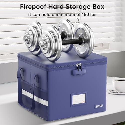 ENGPOW 5200°F File Box Fireproof Document Box with Lock,Heat Insulated Collapsible File Storage Organizer Box with Handle,Portable Home Office File Cabinet for Hanging Letter/Legal Size Folder, Blue - Image 6
