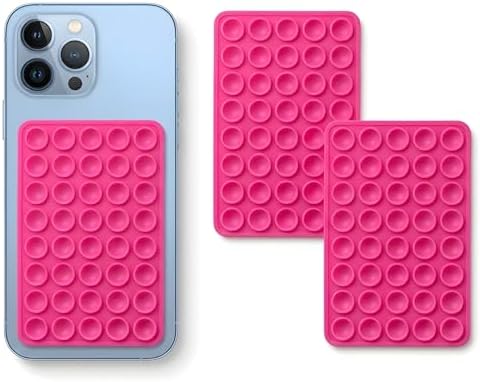 SHENGXIN 2 Pack Silicone Double-Sided Suction Grip – 40 Cups per Side, Strong Hold for iPhone, Galaxy, Pixel, Android – Hands-Free for Selfies & Videos (Rose Red) by SHENGXIN
