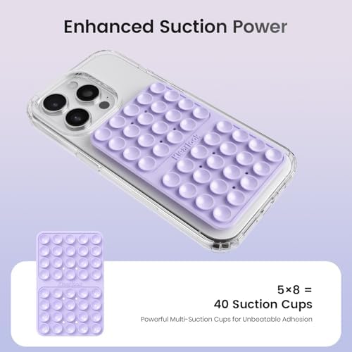 2PCS Silicone Double Sided Suction Cup Phone Case, Transparent & Lavender - Image 3
