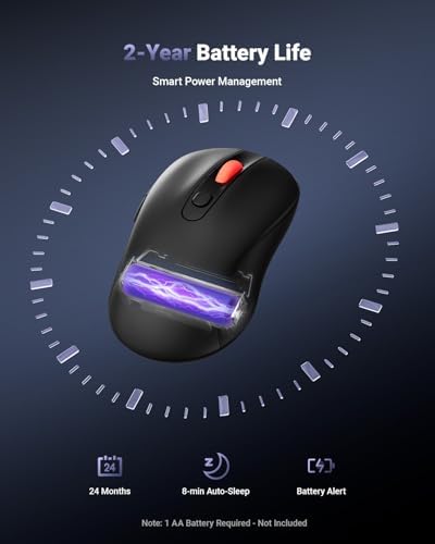 wegear USB Wireless Mouse for Laptop PC Mac, 2.4GHz Cordless Mouse-Black - Image 6