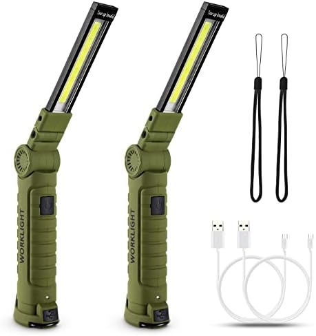 Lmaytech Men Tools for Christmas Birthday Gift 2 Packs LED Rechargeable Work Light Flashlights, 360°Rotate 5 Modes,Gifts for Men Him Dad Handyman for Car Repair, Grill and Outdoor by Lmaytech