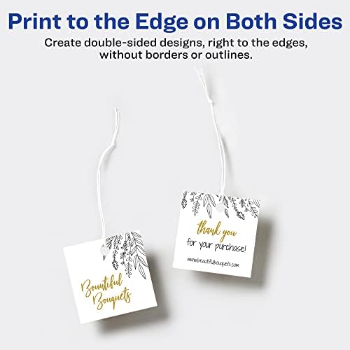 Avery® Square Tags, Sure Feed® Technology, 2" x 2", Matte White, Strings Included, 120 Total, Print-to-the-Edge, Laser/Inkjet Printable (80513) - Image 6