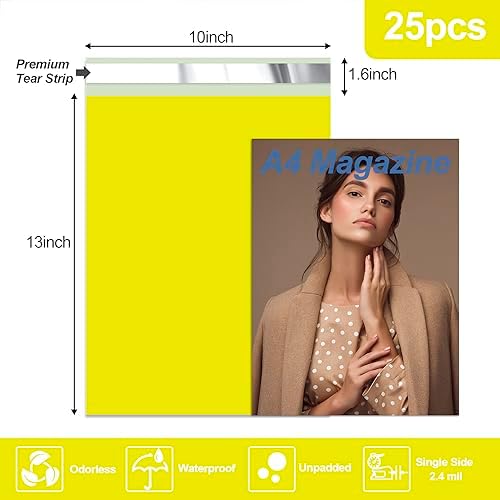 JinRuiKJ Poly Mailers 10x13 Inch, 25 Pcs Shipping Bags, Yellow - Image 2
