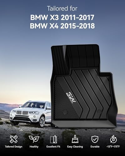 3W Floor Mats for BMW X3 F25 2011-2017 & X4 2015-2018, TPE All Weather - Image 2
