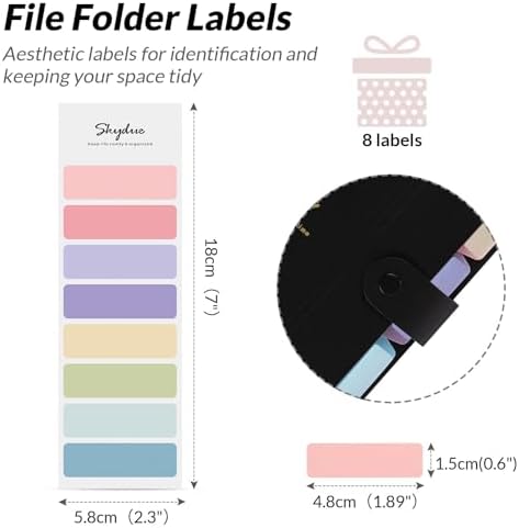 SKYDUE Expanding File Folder with 5 Pockets, Cute Accordion File Organizer, Letter Size Filing Folder, Portable Paper Organizer, School Office Supplies Black - Image 5