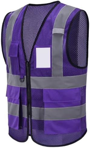 High Vis Safety Vest Reflective Strips, Multi-Pocket Design, Available in Yellow,Orange,black,Pink,blue,Red,purple - Image 6