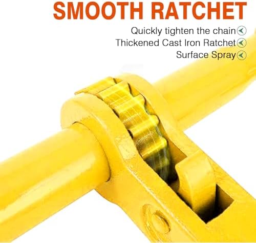 Ratchet Chain Binders 3/8''-1/2", 2 Pack Heavy Duty Load Binders with Grab Hooks, 9200 LBS Secure Working Load, Tie Downs for Grade 70 Transport Chain,for Towing,Hauling,Flatbed Trailers - Image 3