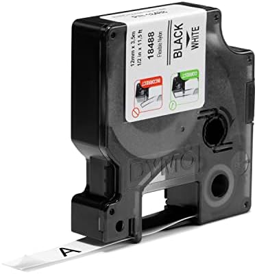 DYMO Rhino Industrial Flexible Nylon Labels 1/2" x 11.5' Black Print on White Tape - Image 2