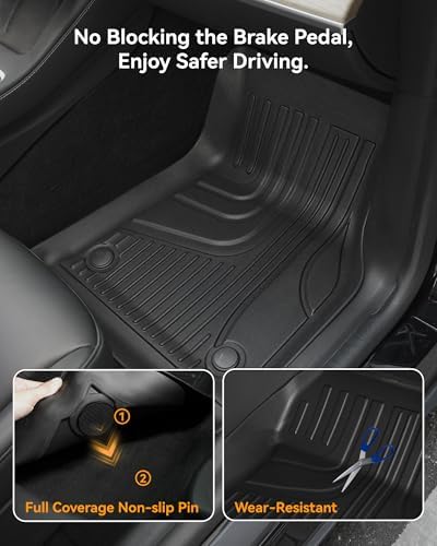 Floor Mats Compatible with 2022-2024 2025 Jeep Wagoneer 8-Seat (NOT for 7-Seat/L/S/Grand Cherokee) : Custom Fit All Weather TPE Heavy Duty Car Floor Liners Wagoneer Accessories - Image 3