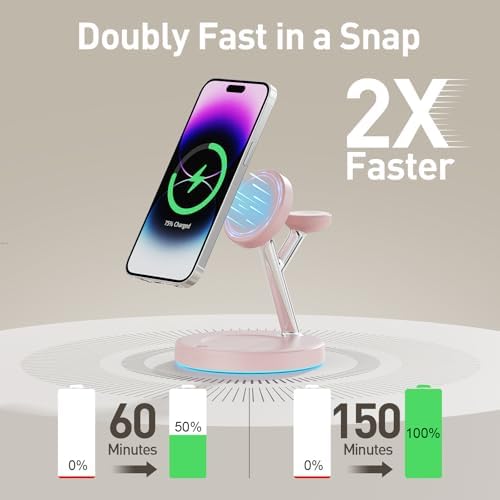 3 in 1 Mag-Safe Wireless Charger Stand for iPhone Apple Watch AirPods - Image 2