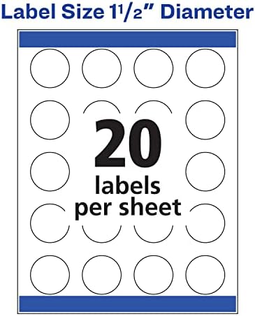 AVERY Round Labels, White, 1-1/2" | Sure Feed Technology | Permanent Adhesive | 400 Labels, Pack of 5 - Image 6