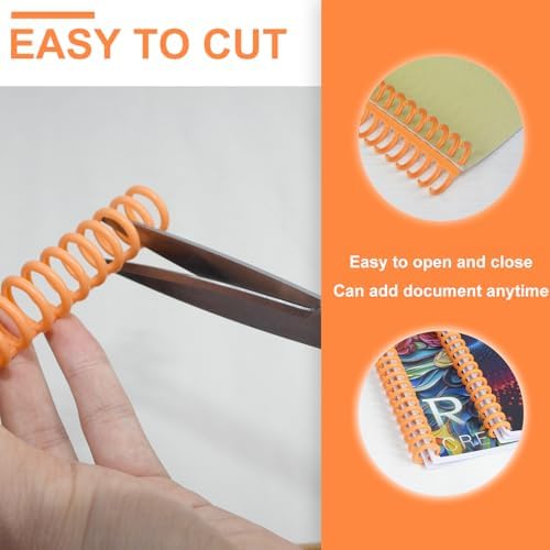 Rayson PROC1230OR Click Binding Spines, 3:1 Pitch, 1/2" Diameter, 90 Sheets Binding Capacity, Orange, 30/Box - Image 5
