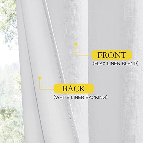 NICETOWN White 100% Blackout Linen Insulated Patio Curtain 95 inch Long - Image 6