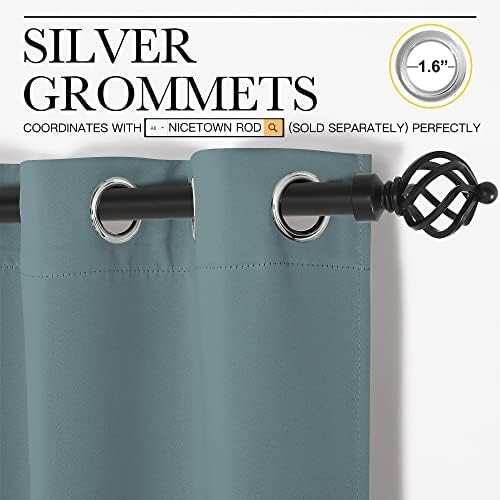 NICETOWN Privacy Room Divider Curtain Screen Partitions, Closet Door Curtain Vertical Blind for Sling Door, Blackout Window Privacy Blinds for Patio (Greyish Blue, 1 Panel, 10ft Tall x 8.3ft Wide) - Image 3