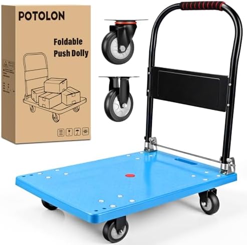 Platform Cart 880 lbs Heavy Duty Push Cart Dolly with 5 Inch TPR Wheels 36 x 24 Inch PP Deck Flatbed Cart Platform Truck for Home Garage Warehouse Use Black by Unknown