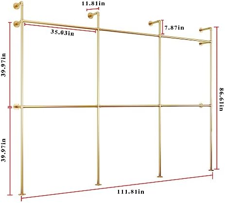 ORSENIGO Industrial Pipe Clothing Rack, Heavy Duty Metal Clothes Rack with Double Rods for Hanging Clothes, Wall Mount Space-Saving Garment Display Rack - Image 6