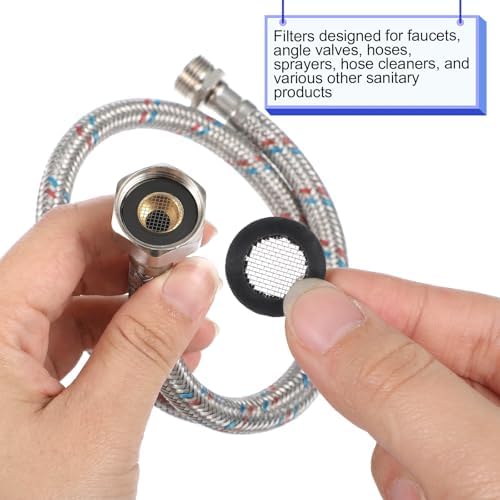 20 Pcs Shower Head Filter Gasket Shower Head Screen Filter Gasket Rubber Washer Stainless Steel Seal O Ring Hose Net Creates A Seal to Prevent Leakage for 1/2" Fixed/Handheld Showers Heads - Image 2