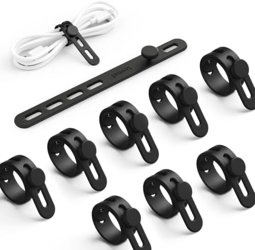 Lamicall 10 Pack Silicone Cable Ties Cord Organizer - Wire Management Wraps by Lamicall